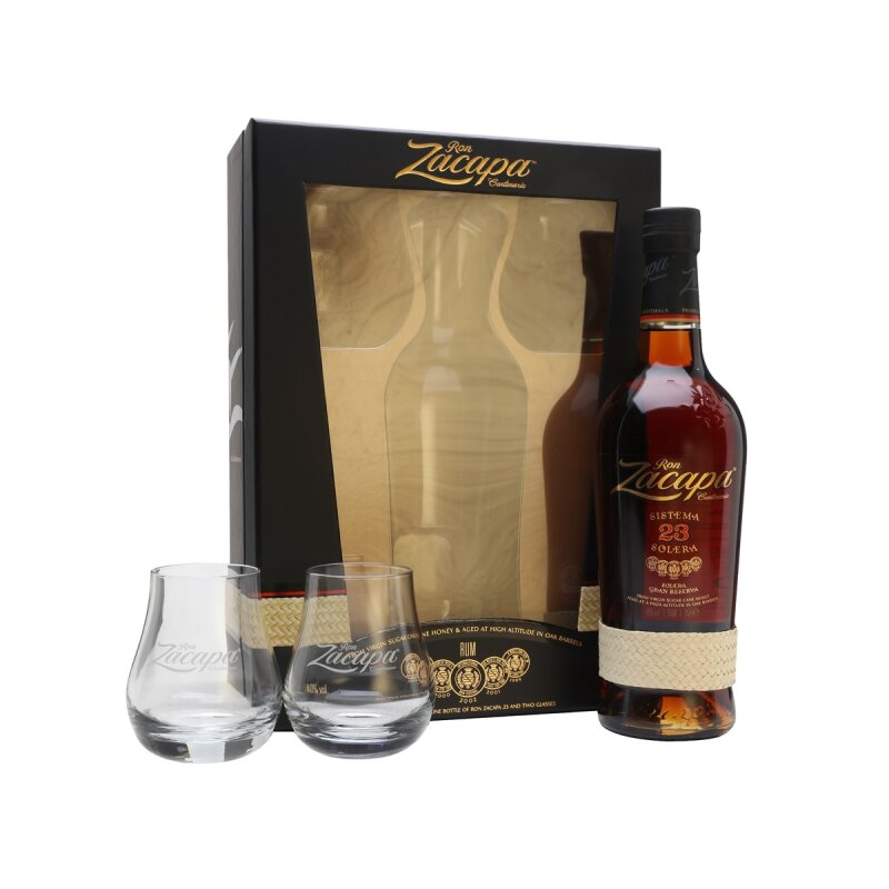 Zacapa Rum Centenario Solera 23 Años 0,7l Geschenkbox mit 2 Gläsern |