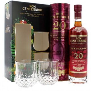 Centenario Rum Solera Fundacion 20 Años mit 2 Gläsern